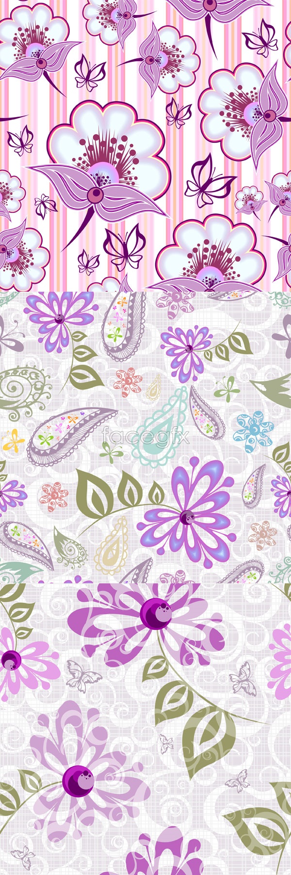 Purple Flower Border Pattern