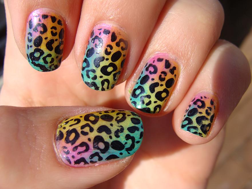 Rainbow Leopard Nail Art Design