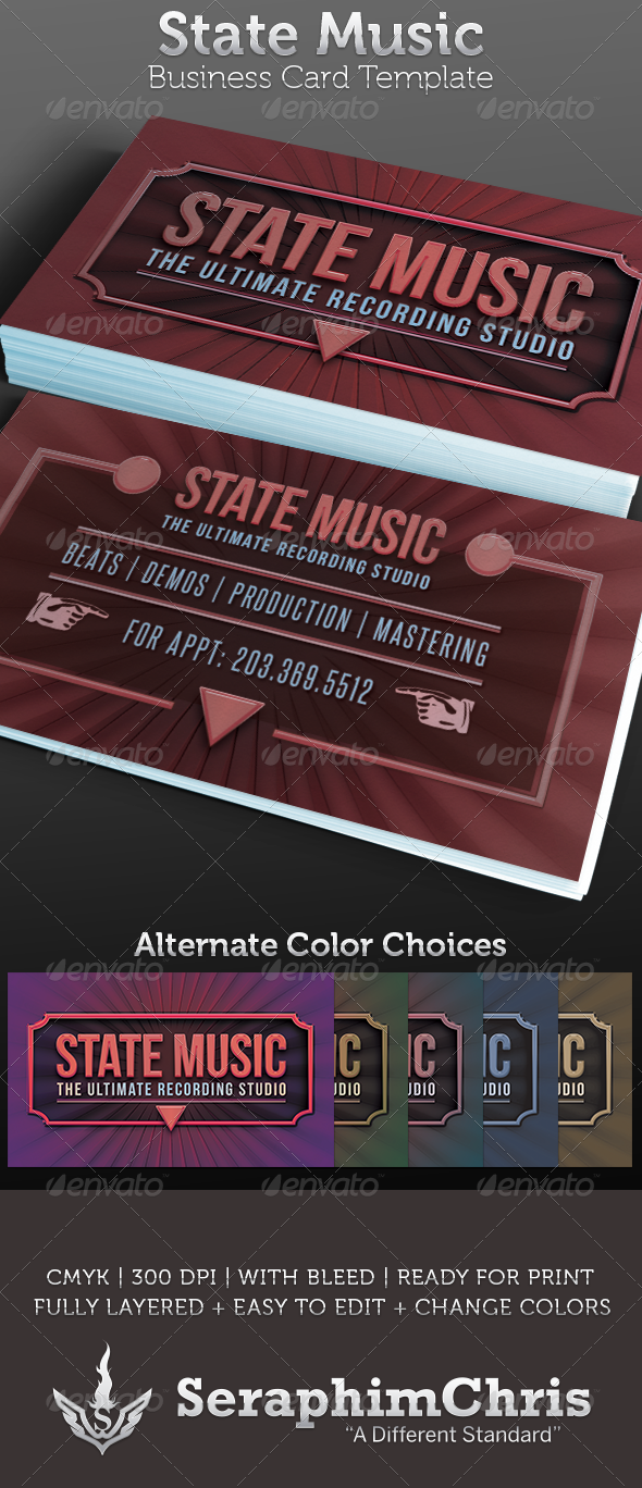 Recording Studio Business Card Recording Studio Business Card