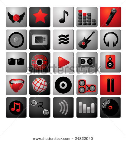 Red and Black Music Icons Red and Black Music Icons