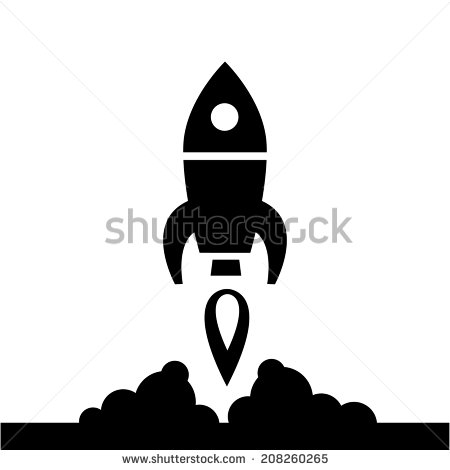 Rocket Ship Icon Black and White