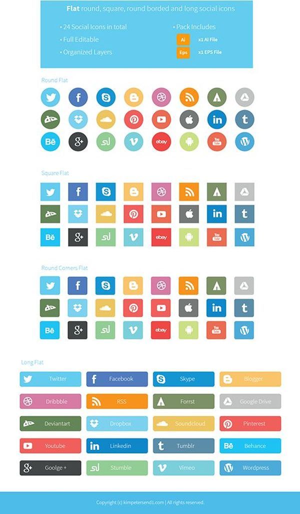 Social Media Icons Flat