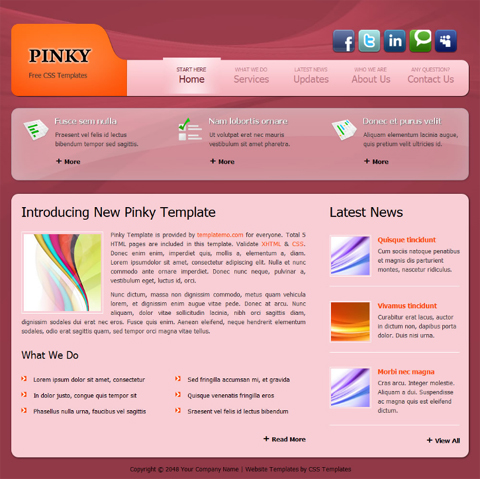 Social Media Website Templates Free