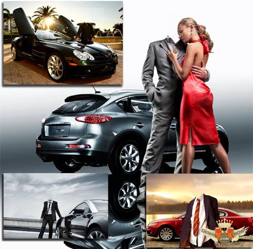 Sports Car with Man and Women Sports Car with Man and Women
