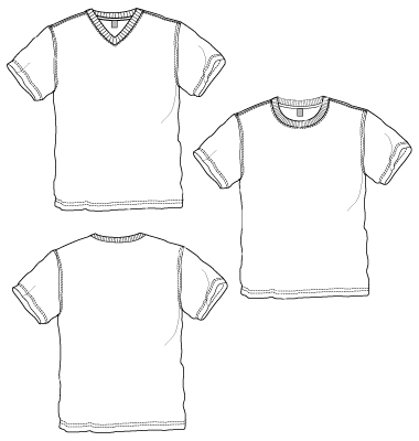 V-Neck T-Shirt Outline Template