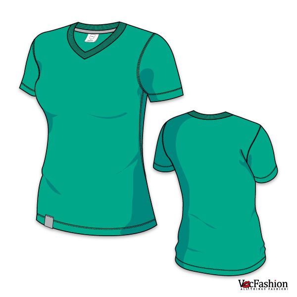 V-Neck T-Shirt Template Clip Art