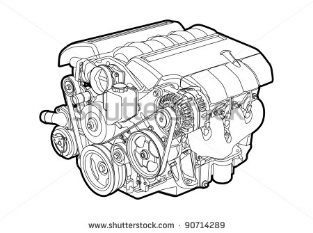 Vector Car Engine Drawing