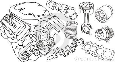 Vector Car Engine Parts Illustrations