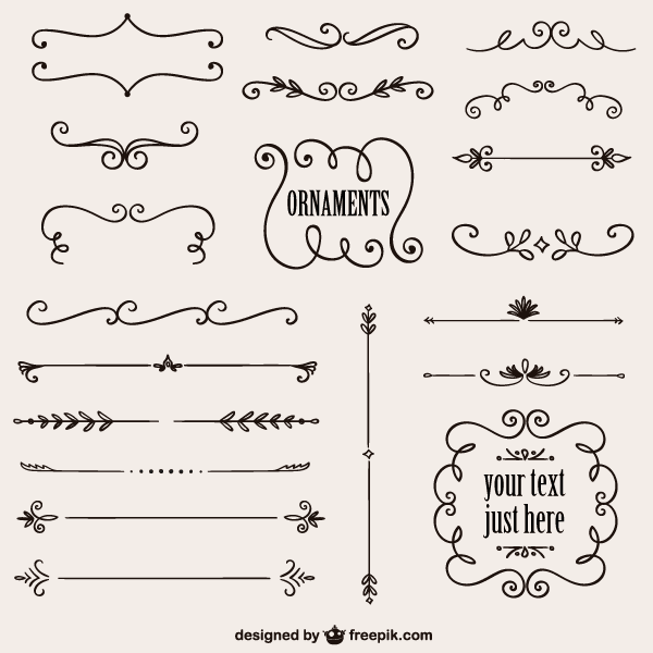 Vintage Calligraphy Vector Borders Graphics