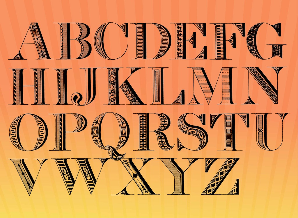 Vintage Font Alphabet Letters Vintage Font Alphabet Letters