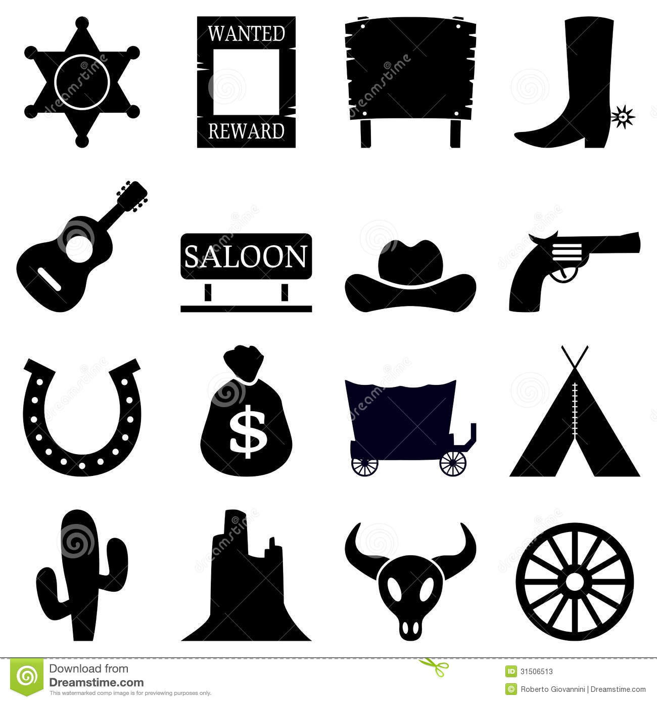 Wild West Clip Art Black and White