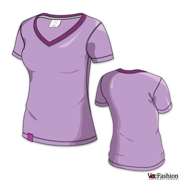 Women's V-Neck T-Shirt Template Vector