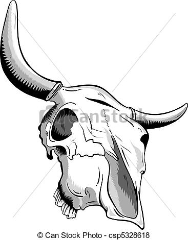 Animal Skulls with Horns Drawing