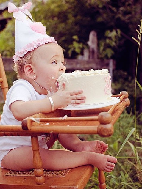 Babies Eating Birthday Cake