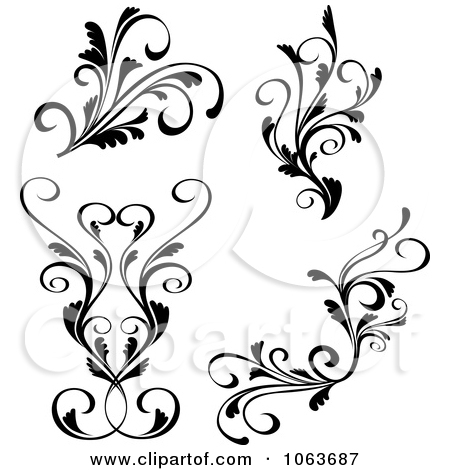 Black and White Flourishes Clip Art