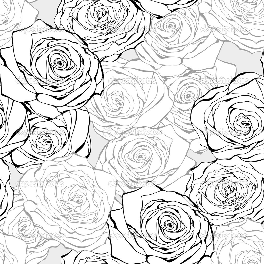 Black and White Rose Pattern