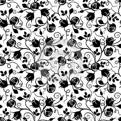 Black and White Rose Pattern