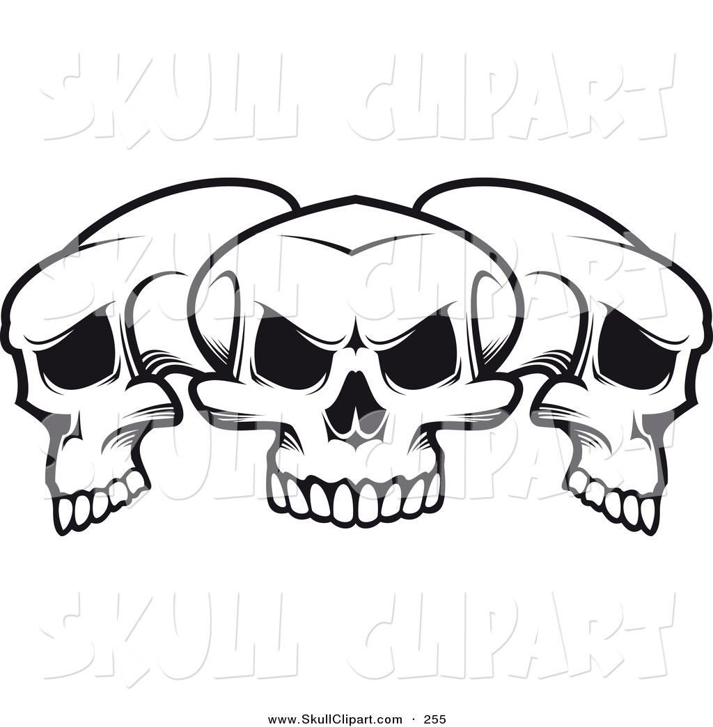 Black and White Skull Vector Clip Art