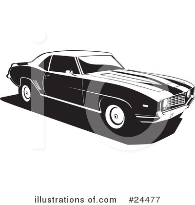 Camaro Car Black and White Clip Art