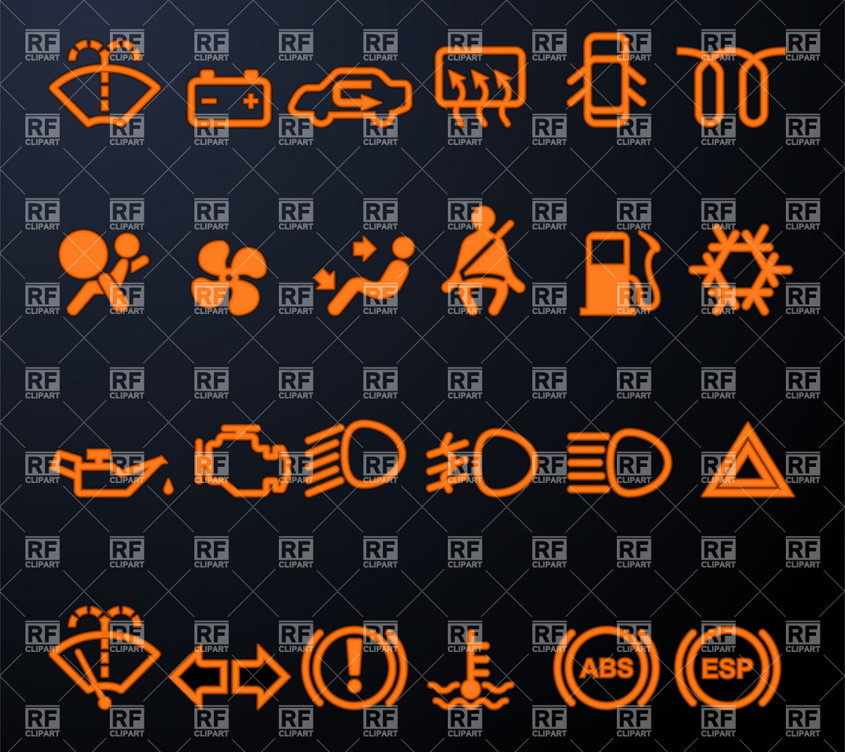 Car Dashboard Symbols Icons