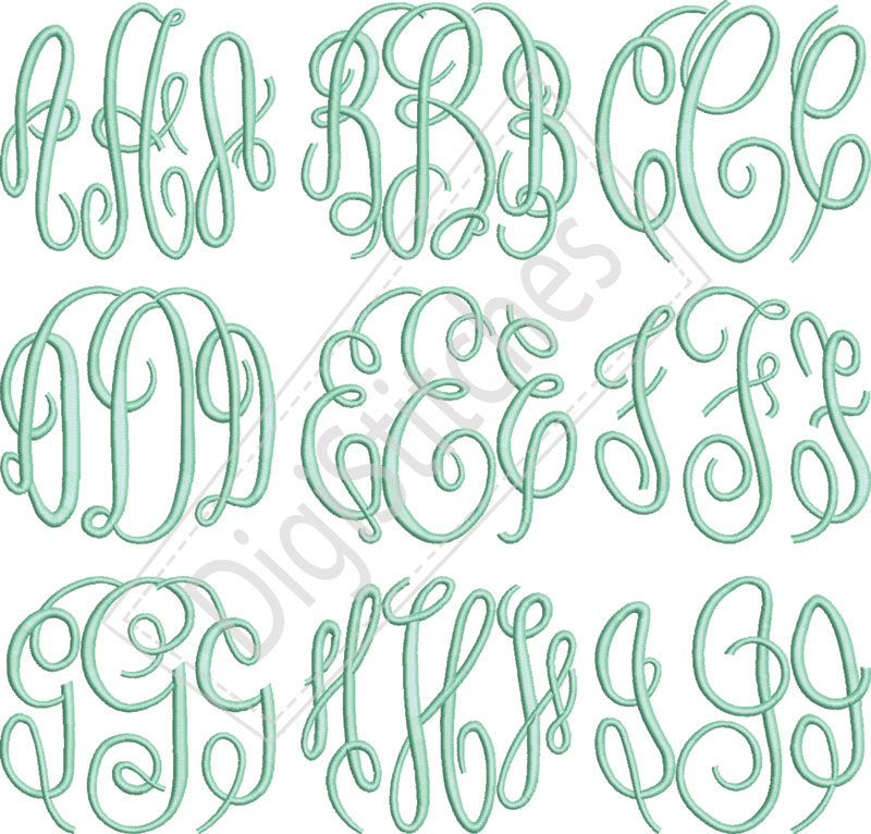 Circle Monogram Embroidery Font