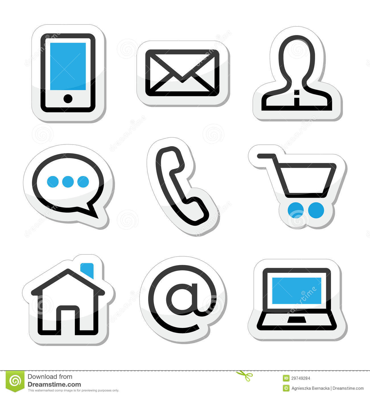 Contact Icon Sets Black and White