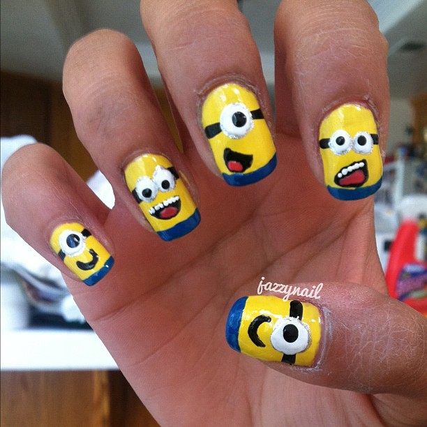 Cute Minion Nail Art Design