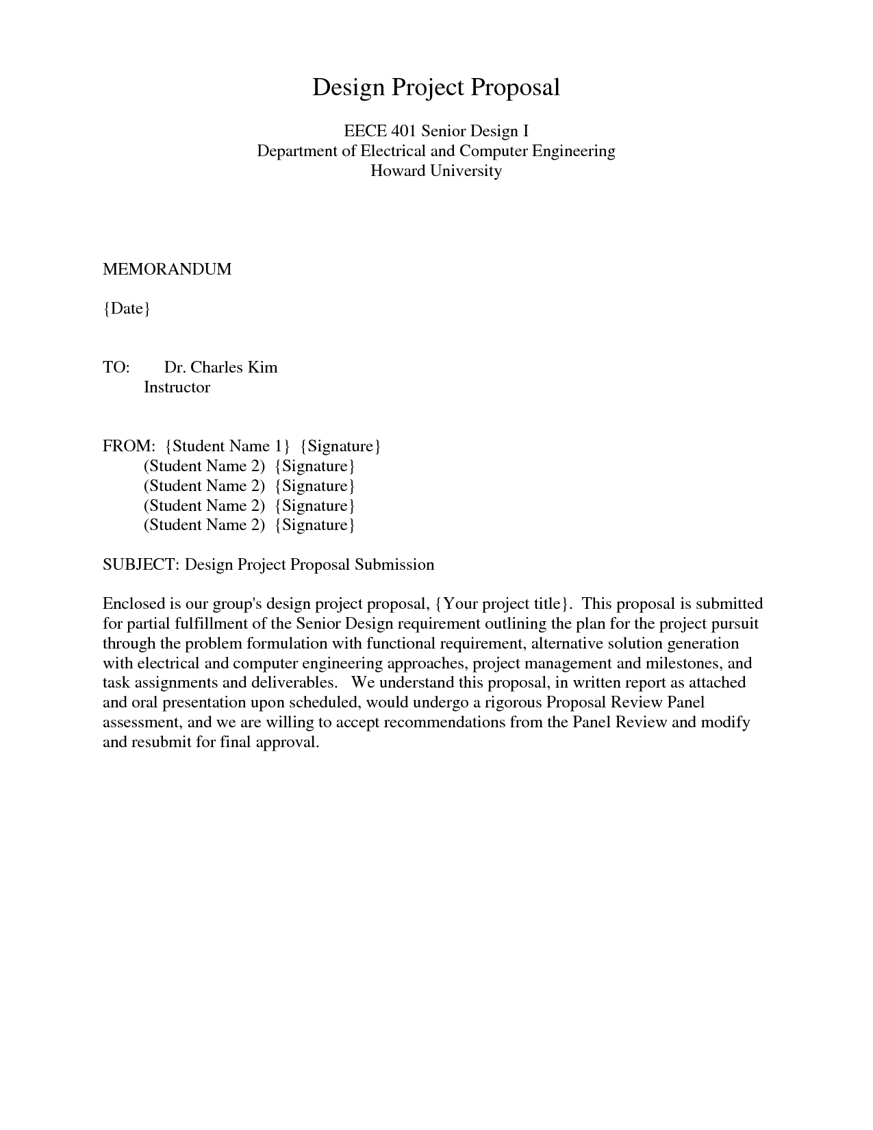 Design Project Proposal Format Design Project Proposal Format