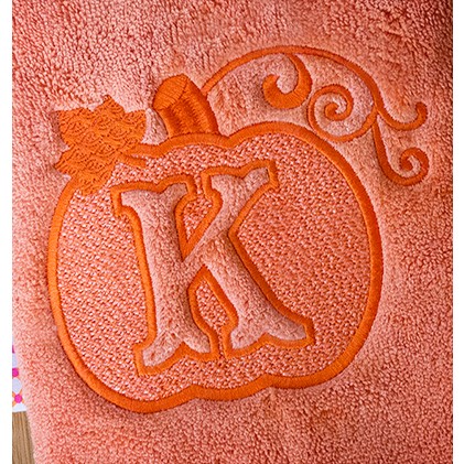 Embossed Alphabet Embroidery Design Pumpkin