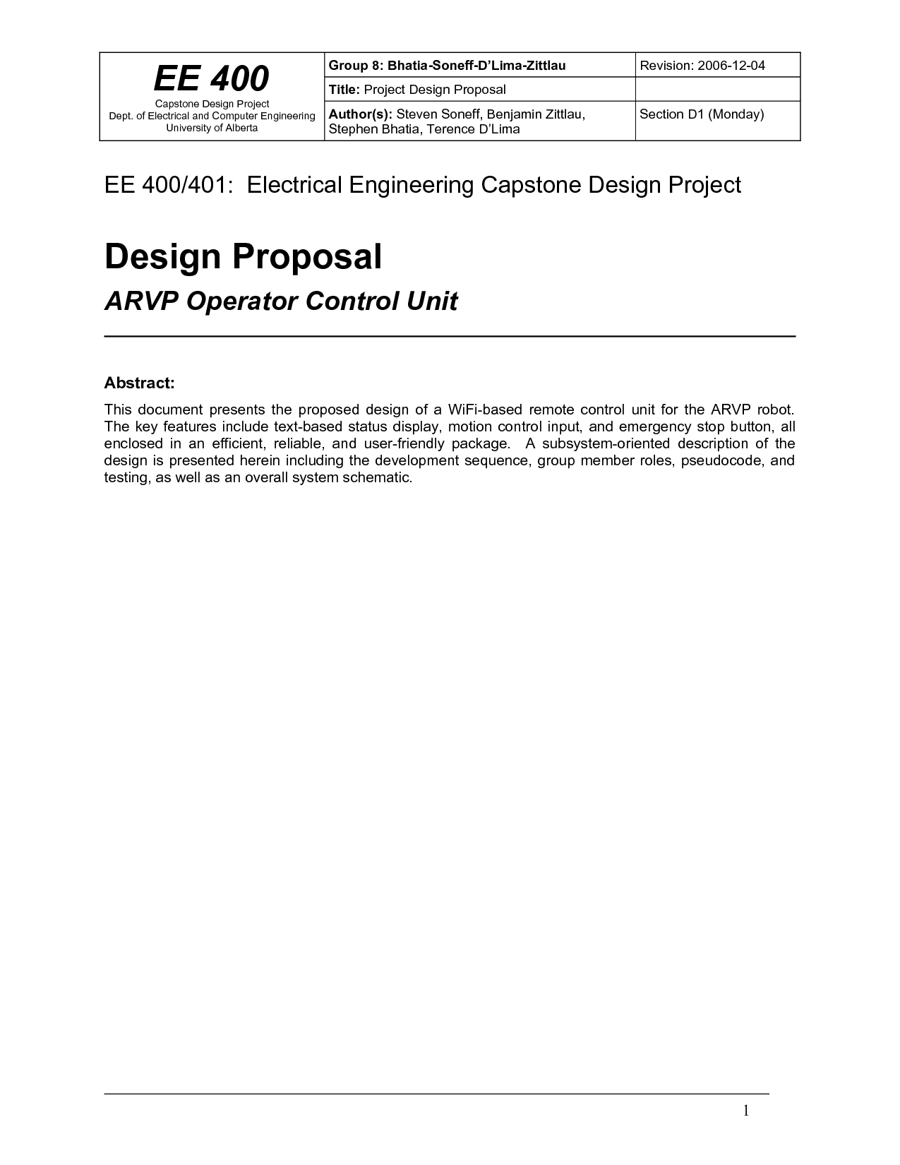 Engineering Design Proposal Sample