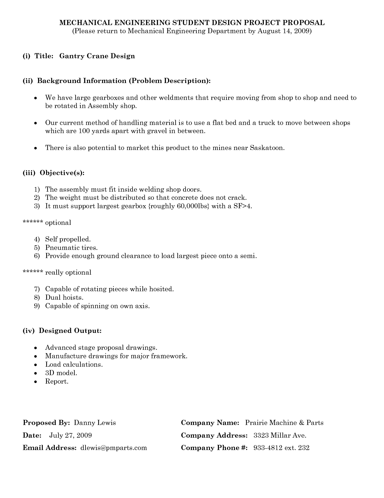 Engineering Project Proposal Sample Engineering Project Proposal Sample