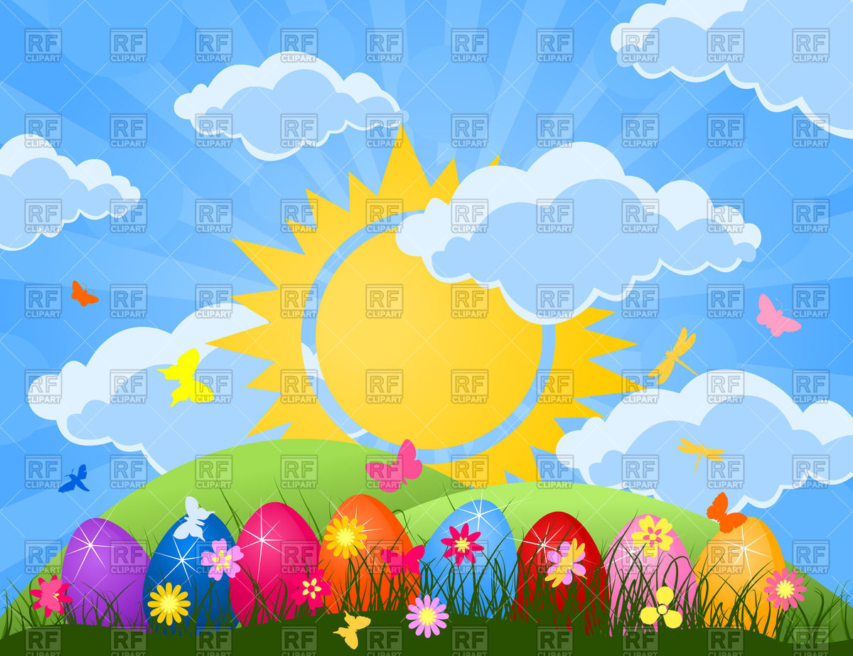 Free Clip Art Easter Eggs in Grass