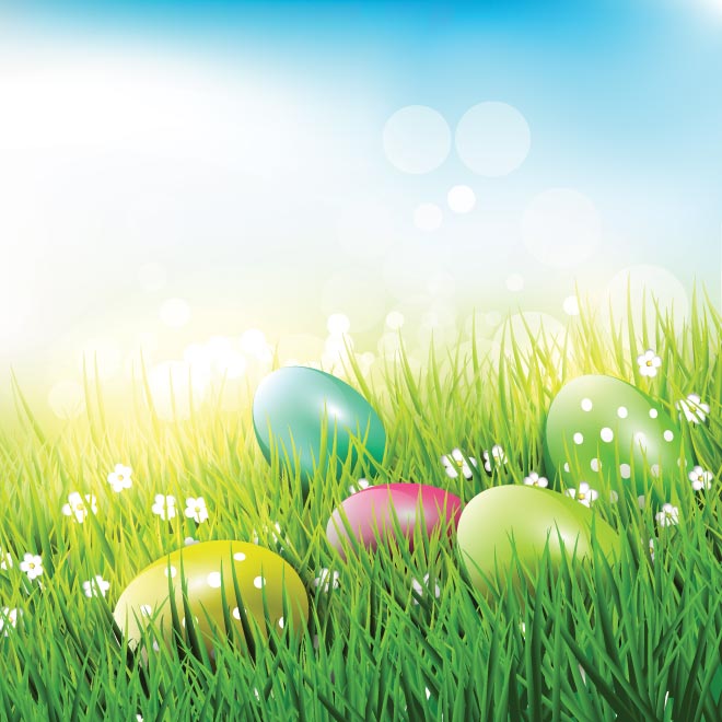 Free Vector Easter Eggs in Grass