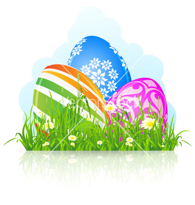 Free Vector Easter Eggs in Grass