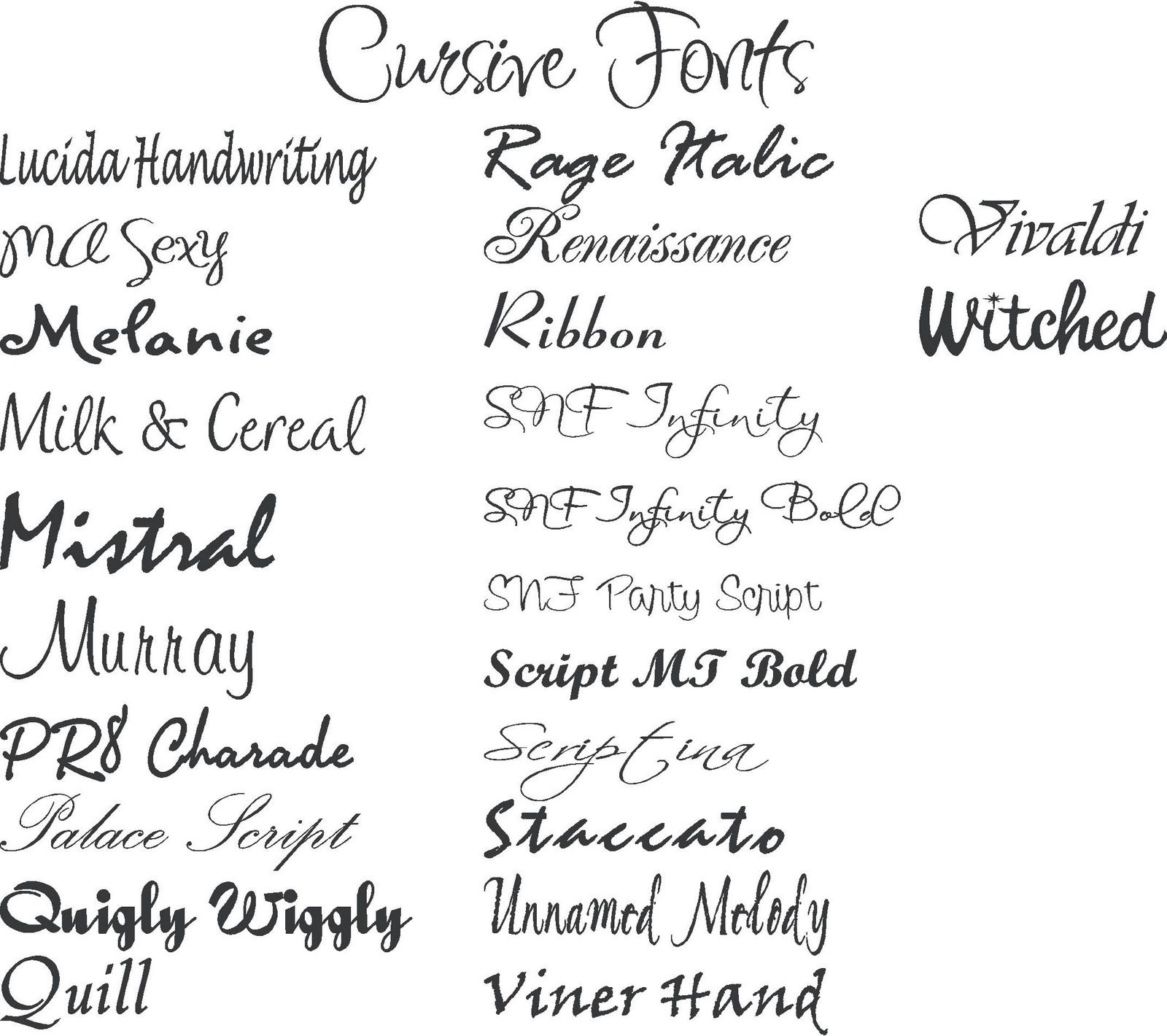 Girly Cursive Tattoo Fonts