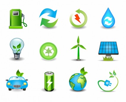 Green Energy Icons Vector Free