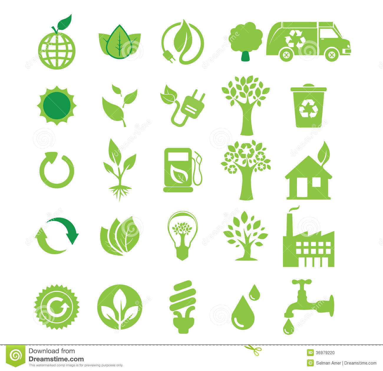 Green Energy Icons Vector