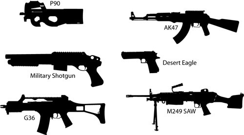 Machine Gun Silhouette Vector