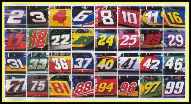 NASCAR Drivers Car Numbers