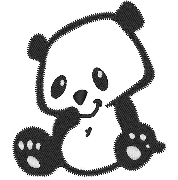 Panda Bear Applique Embroidery Design
