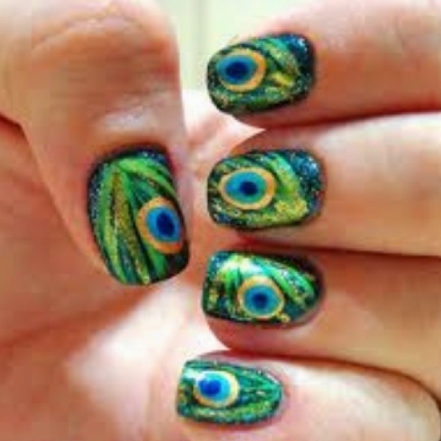 Peacock Feather Nails