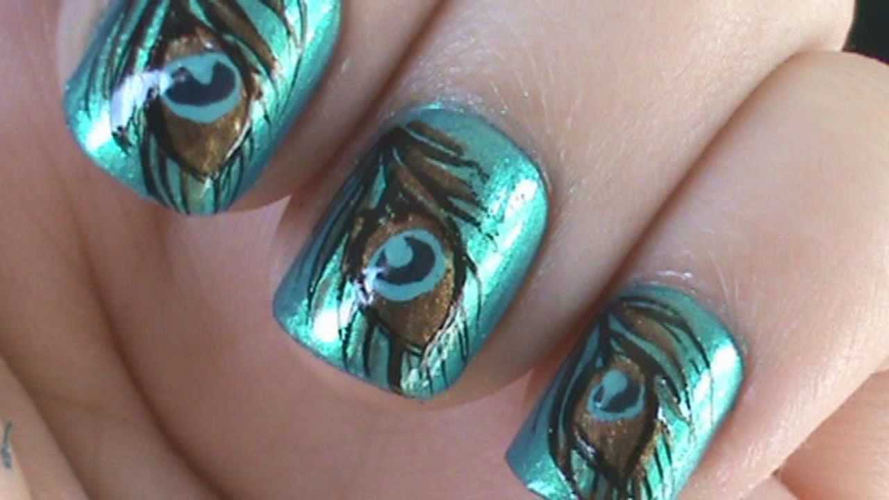 Peacock Feathers Nail Art