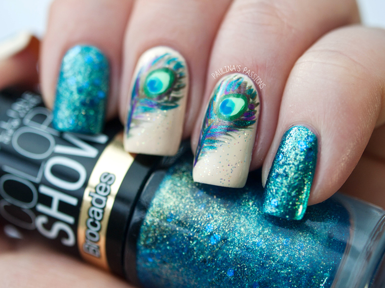 Pink Peacock Feather Nail Design Pink Peacock Feather Nail Design