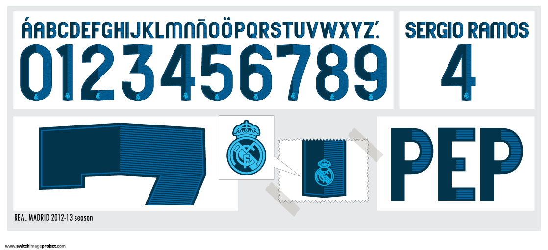 real madrid jersey font name