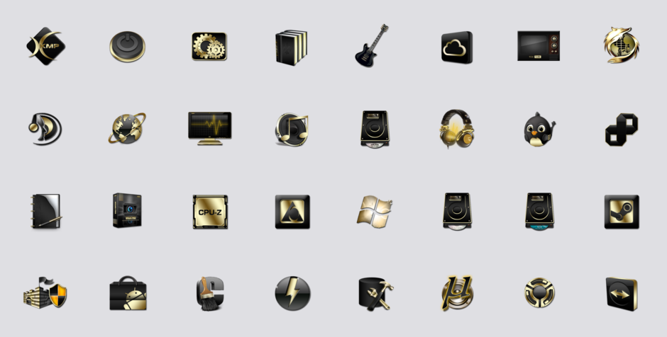 Social Media Icons Black and Gold