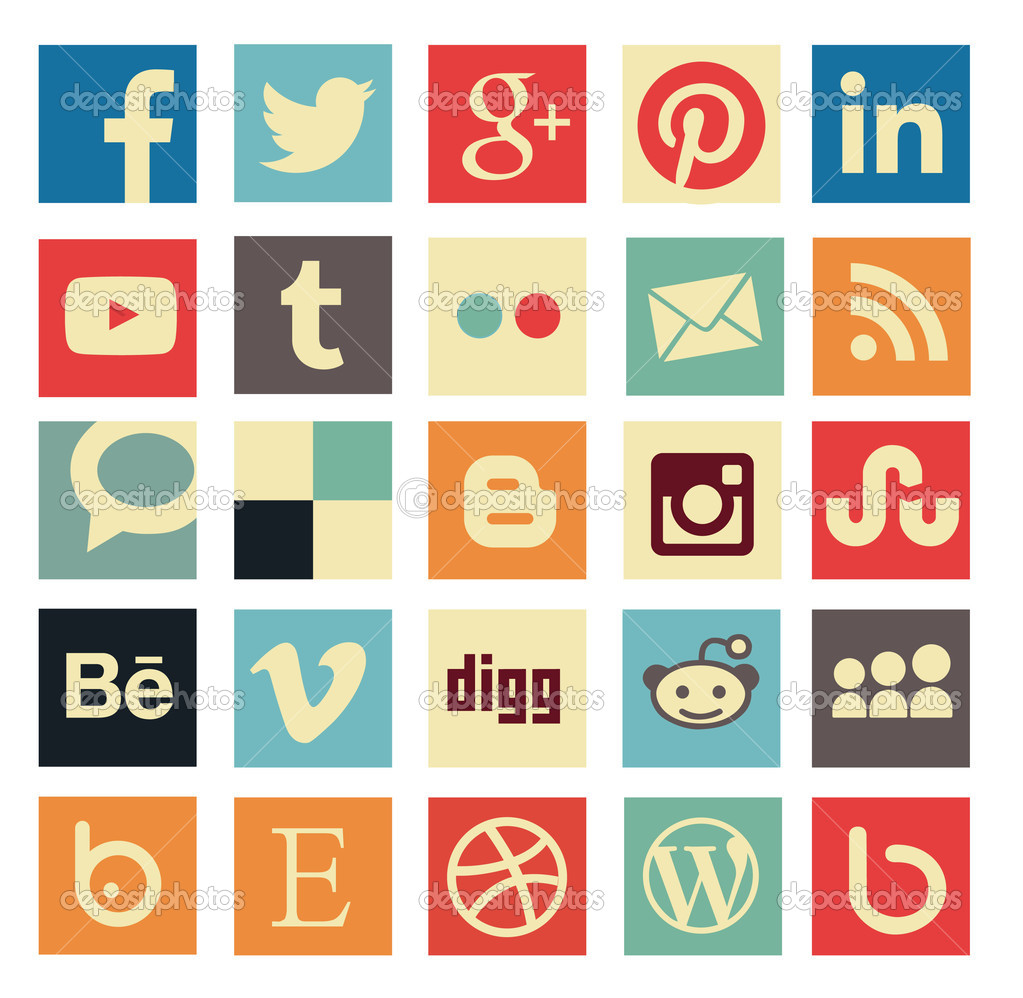 Social Media Icons Vector Flat