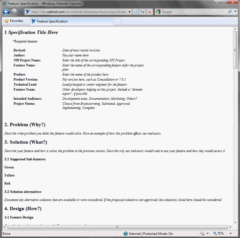 Software Development Specification Template