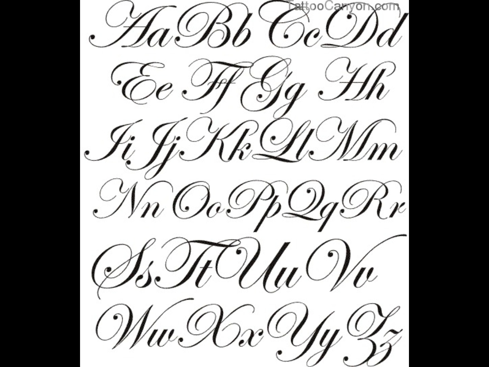 Tattoo Script Font Alphabet