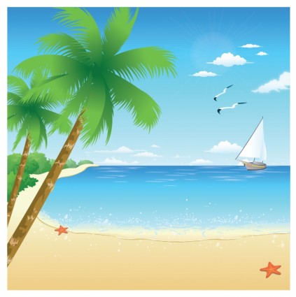 Tropical Beach Free Vector Clip Art