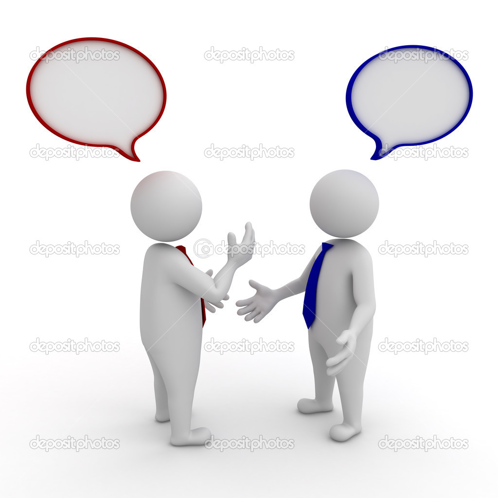 Two People Talking with Speech Bubbles